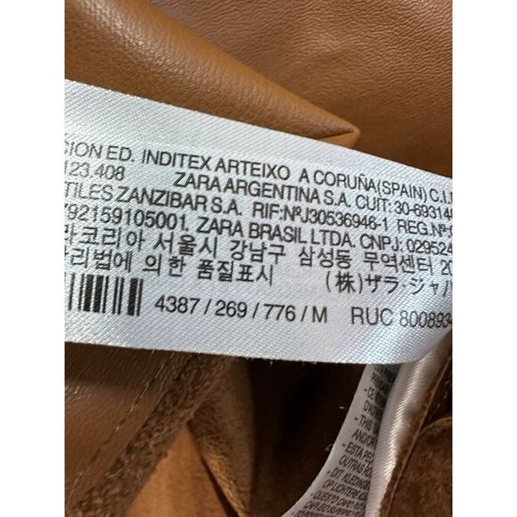 NWOT ZARA FAUX LEATHER SHIRT DRESS MIDI BROWN MEDIUM - Picture 11 of 13